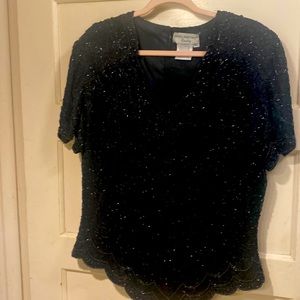 Gorgeous black sparkly beaded top.  Papell  Boutique Evening. Size xl.